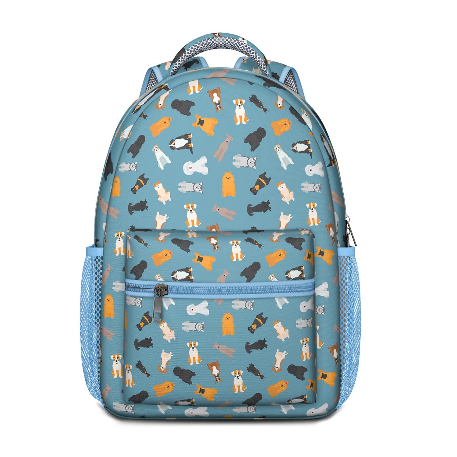 Vintage Puppy Illustration Backpack - Modern Design with Neutral Tones for Teens