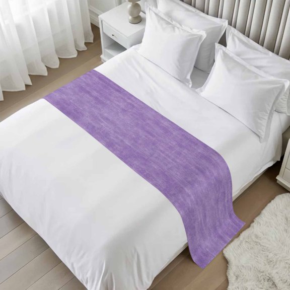 Vintage Purple Bed Runner Scarf for Queen Size Bed, Modern Farmhouse Textured Rustic Beds Scarf Throws for Foot of Bed, Decorative Bed Runners for Bedroom Hotel Guestroom, 83"x20"