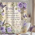 thumbnail image 1 of Vintage Purple Christian Shower Curtain 60Wx72H Retro Floral Bible Verse Bathroom Curtain Scripture Bath Curtain Fabric Rustic Flower Butterfly Quotes Bathroom Decor with 12 Hooks, 1 of 16