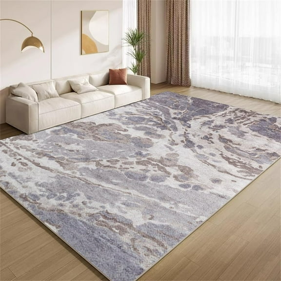 Vintage Purple Gray Area Rugs, Abstract Grunge Print Carpet, Soft Washable Non Slip Non Shedding Low Pile Rug for Living Room Bedroom Entrance Foyer Decor Mat 4x6ft