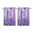 thumbnail image 1 of Vintage Purple Lavender Flower Butterflies Tier Kitchen Curtains for Bathroom Living Rod Pocket Window Drapes 28"x36" 2 Panels Window Treatment Tiers, 1 of 4