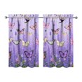 thumbnail image 1 of Vintage Purple Lavender Flower Butterflies Tier Kitchen Curtains for Bathroom Living Rod Pocket Window Drapes 28"x39" 2 Panels Window Treatment Tiers, 1 of 4