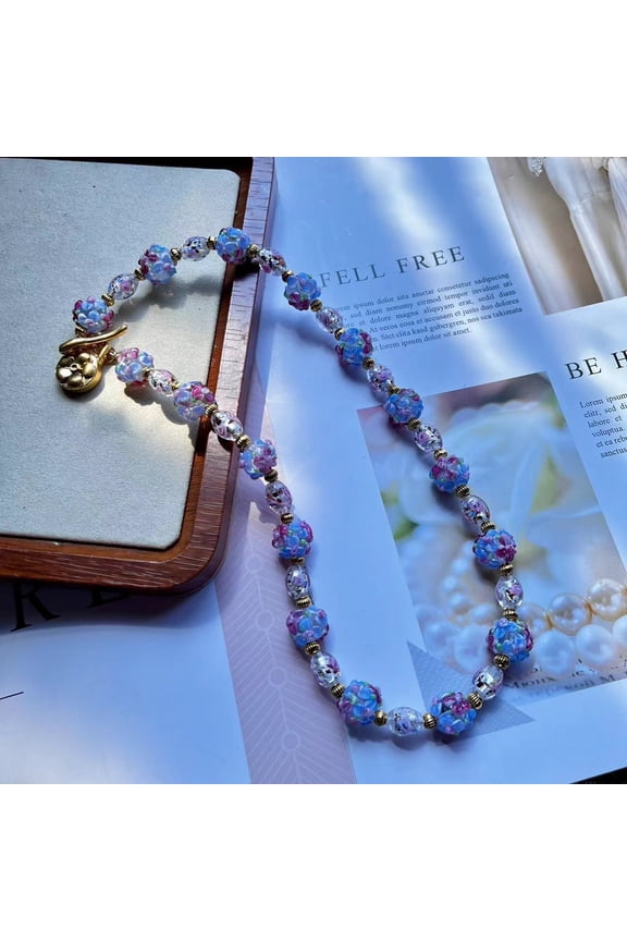 Vintage Purple Murano Glass Jewelry Set - Necklace, Bracelet, and Earrings - High-End Imported Accessories