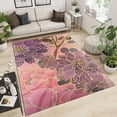 thumbnail image 1 of Vintage Purple Pink Peony Flower Area Rug Dreamy Abstract Light Large Rugs Indoor Non Slip Machine Washable Breathable Durable Carpet Front Entrance Floor Decor 5x8 Non-slip Soft, 1 of 5