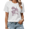 thumbnail image 1 of Vintage Purple Rose Sketch Floral Graphic Tees Womans Tshirt Shirts Black White S-5XL Tops, 1 of 4