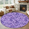 thumbnail image 1 of Vintage Purple Round Area Rug 7Ft Washable Circle Rugs for Dorm Laundry Room, Retro Botanical Abstract Art Non-Slip Carpet Floor Mats Indoor Outdoor Carpet Runner Aesthetic Home Decor, 1 of 8