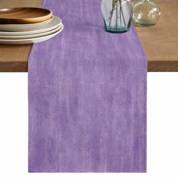 Vintage Purple Table Runner, Modern Farmhouse Textured Rustic Washable Cotton Linen Table Runners 36 Inches Long, Dresser Scarf Runner for Nightstand/End Tables/Round Tables 13''x36''