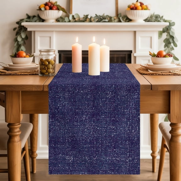 Vintage Purple Table Runner, Rustic Deep Purple Solid Background Linen Texture Washable Cotton-linen Table Runners Dining Kitchen Decoration for Everyday Home Wedding Party Decor, 13 x 90 Inch