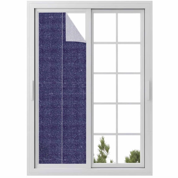 Vintage Purple Window Privacy Film Rustic Deep Purple Solid Background Linen Texture Decorative Glass Window Film UV Blocking Static Cling Sticker Covering for Home Door 29.5 x 118 inches