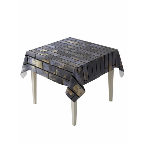 Vintage Purple Yellow Table Cloth, Farmhouse Brick Wall Waterproof Tablecloth for Square Tables, Reusable Washable Fabric Table Cover for Restaurant Kitchen Dining Tables 60"x60"