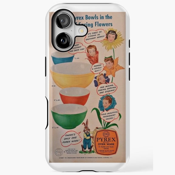 Vintage Pyrex Advertisement Retro Style Phone Case for iPhone 17 16 15 14 13 12 11 Pro Max