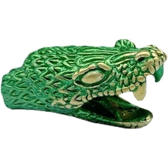 Vintage Python Head EDC Bead, Brass Snake Paracord Bead 1.18in x 0.55in, 0.2in Hole for Lanyard Bracelet Jewelry DIY (Green)