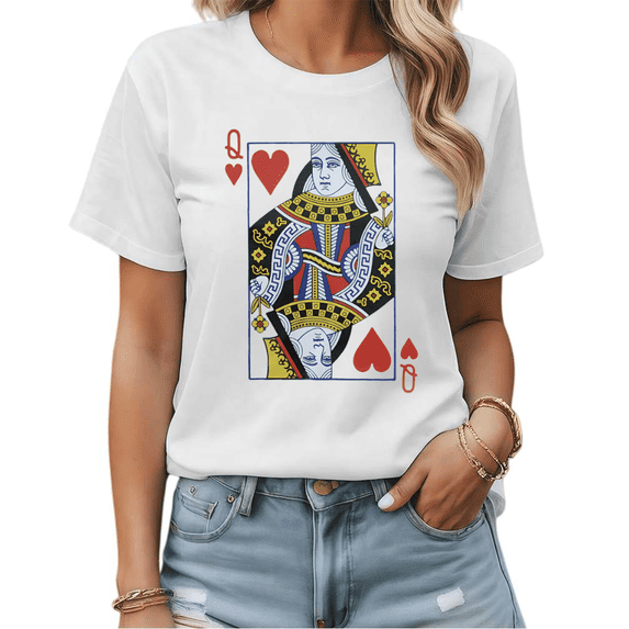 Vintage Queen Of Hearts Graphic Tees Womans T shirt Black/White S-5XL Shirts Casual Daily Tops