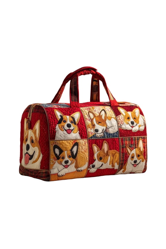 Vintage Quilted Duffle Bag for Women - 18" Large Weekender Tote with 3D Dog Print, Soft Padded Overnight Travel Bag, Cute Canine Pattern Gym & Carry-on Bag for Dog Lovers(A, 18''*9''*9'')