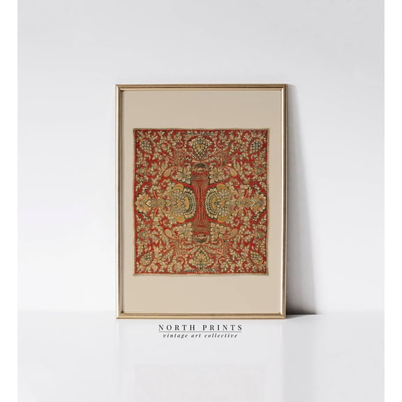 Vintage Quilted Leaf Textile Unframed Paper Print