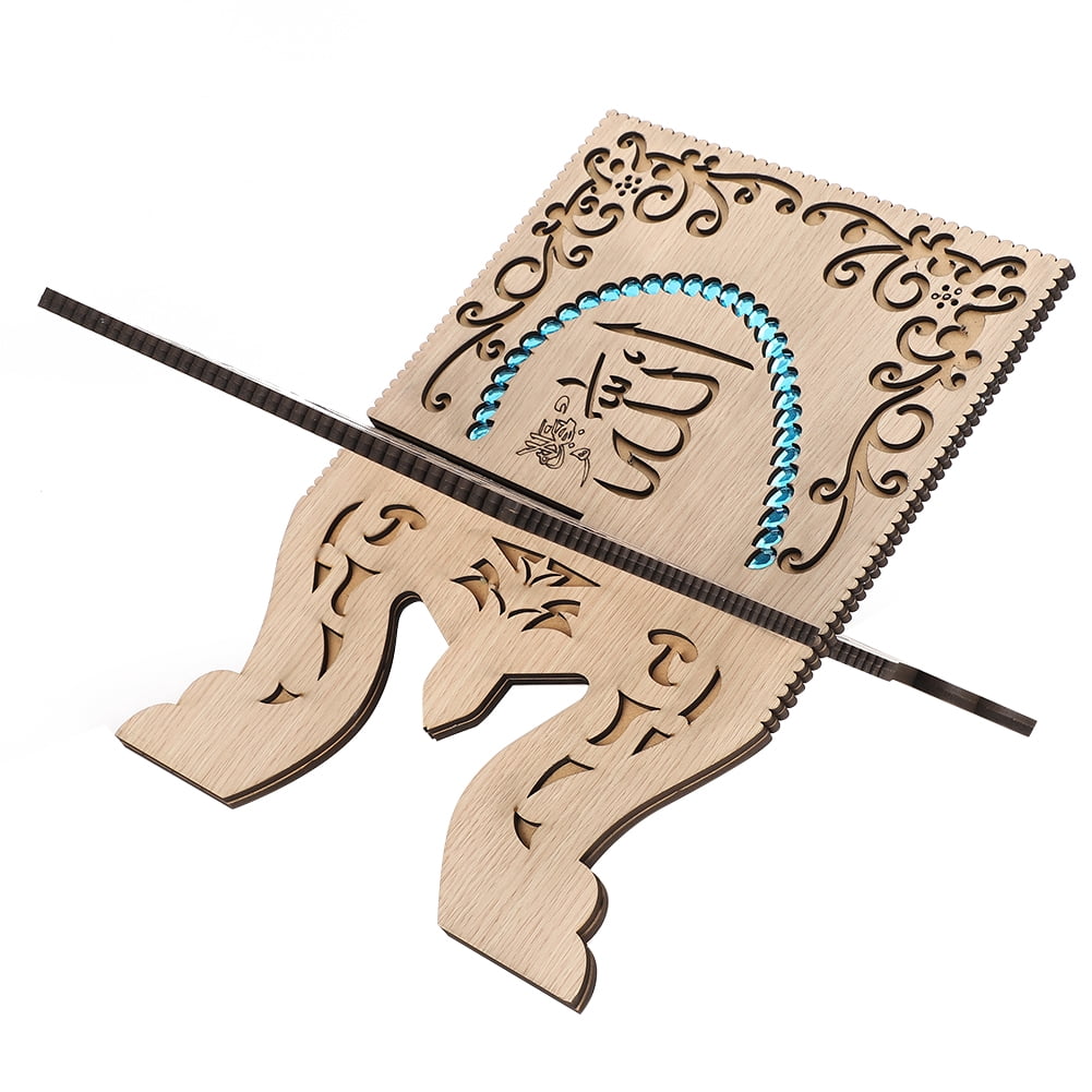 Vintage quran folding stand wooden carved muslim prayer book organizer