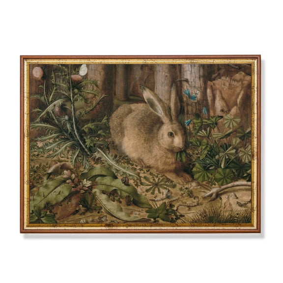 Vintage Rabbit Antique Bunny in Woodland, Farmhouse Poster Physical Poster Unframed Paper Print