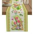 thumbnail image 1 of Vintage Rabbit Easter Flower Green Egg Table Runners for Dining Room Coffee Home Decor Tablecloth Table Cover, 1 of 5