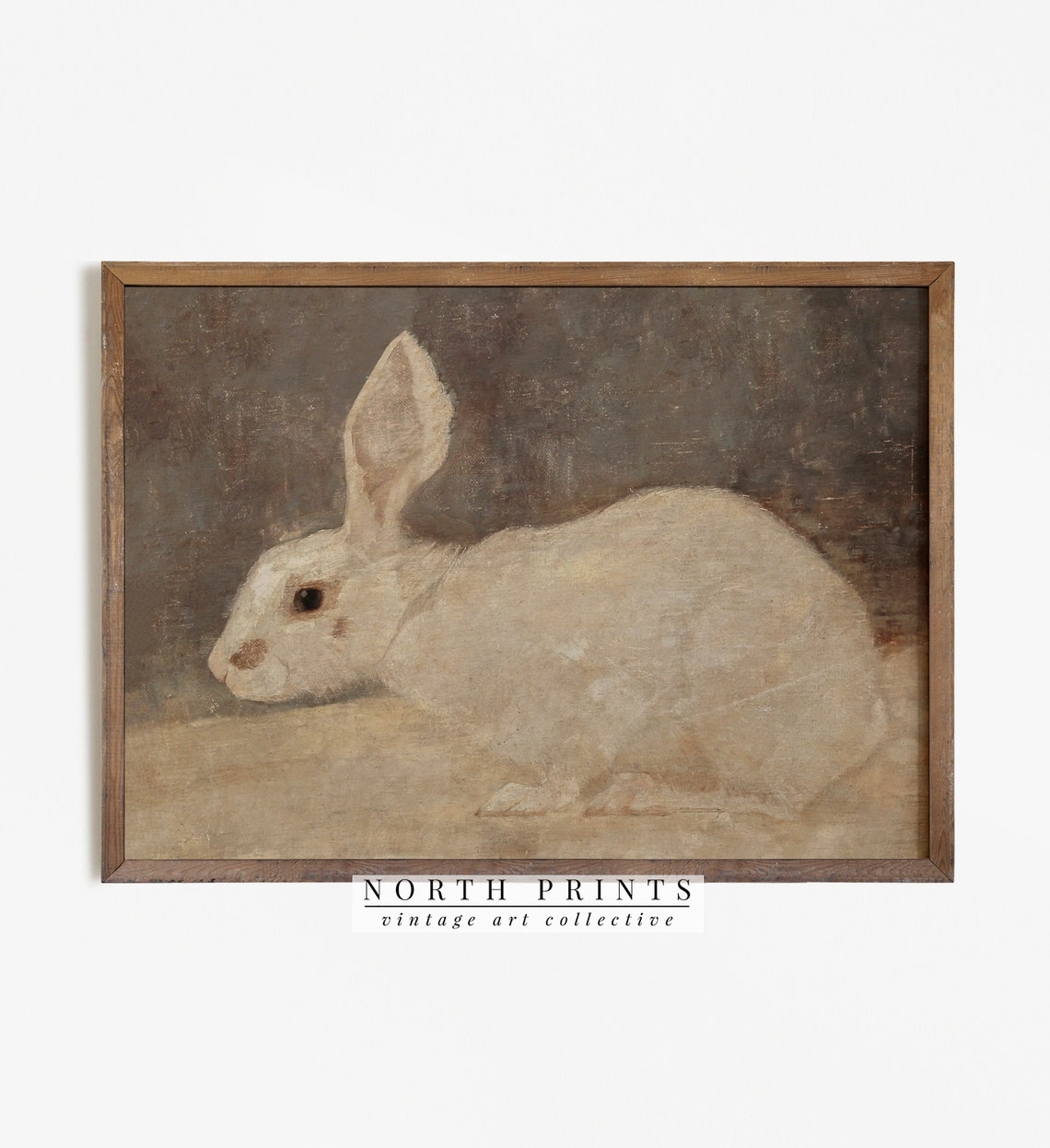 Vintage Rabbit Painting Neutral Country Nursery Wall Art Easter ...