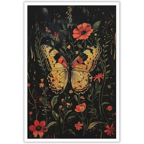 Bumble Bee Poster William Morris Wall Art Retro Farmhouse Mid Century Botanical Cottagecore Dark Academia Decor Canvas Prints Gothic Insect Posters for Office Bedroom Living Room 8x12inch Unframed
