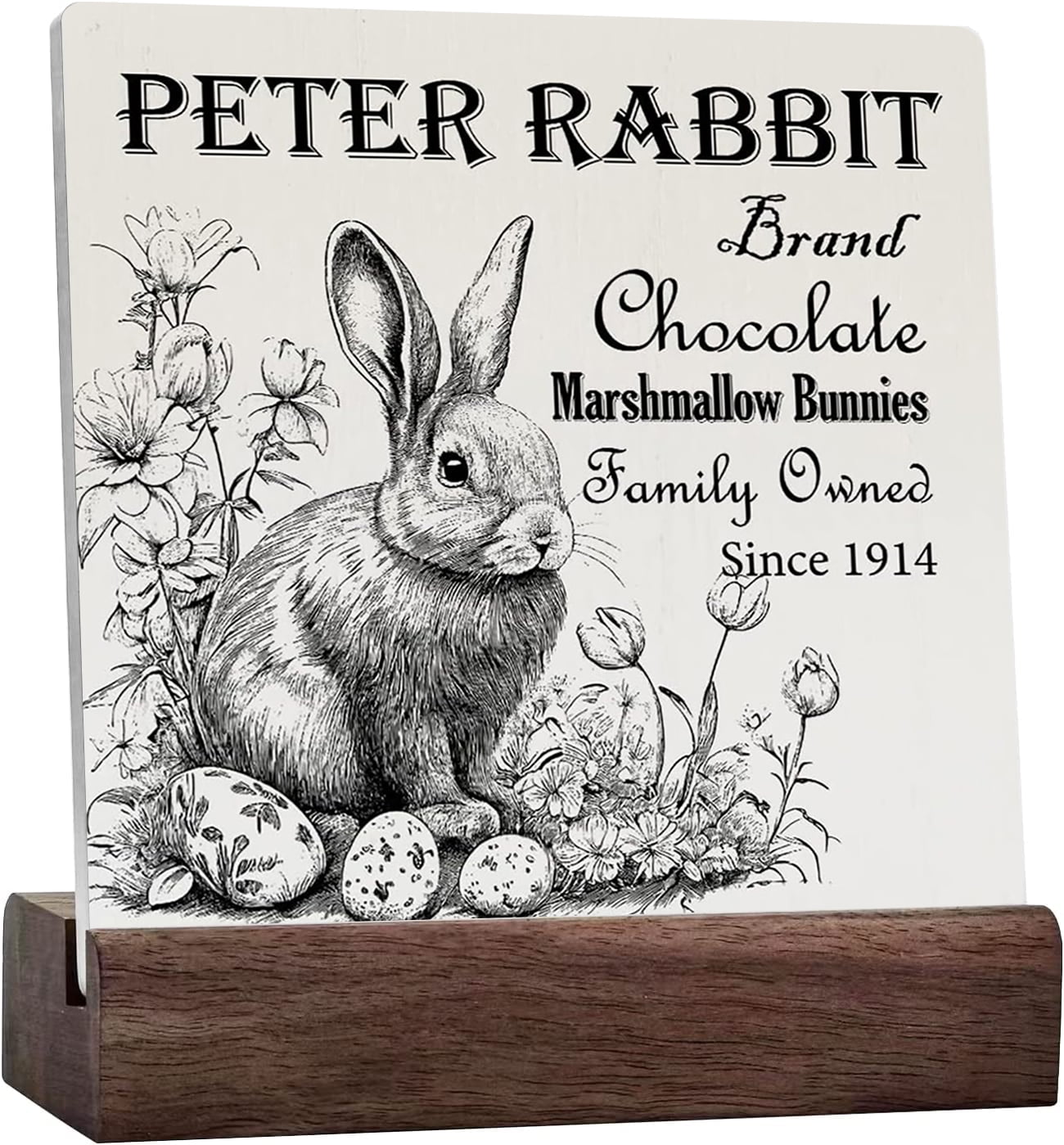 Vintage Rabbit Sign Rustic Bunny Ceramic Table Sign Easter Decorative ...