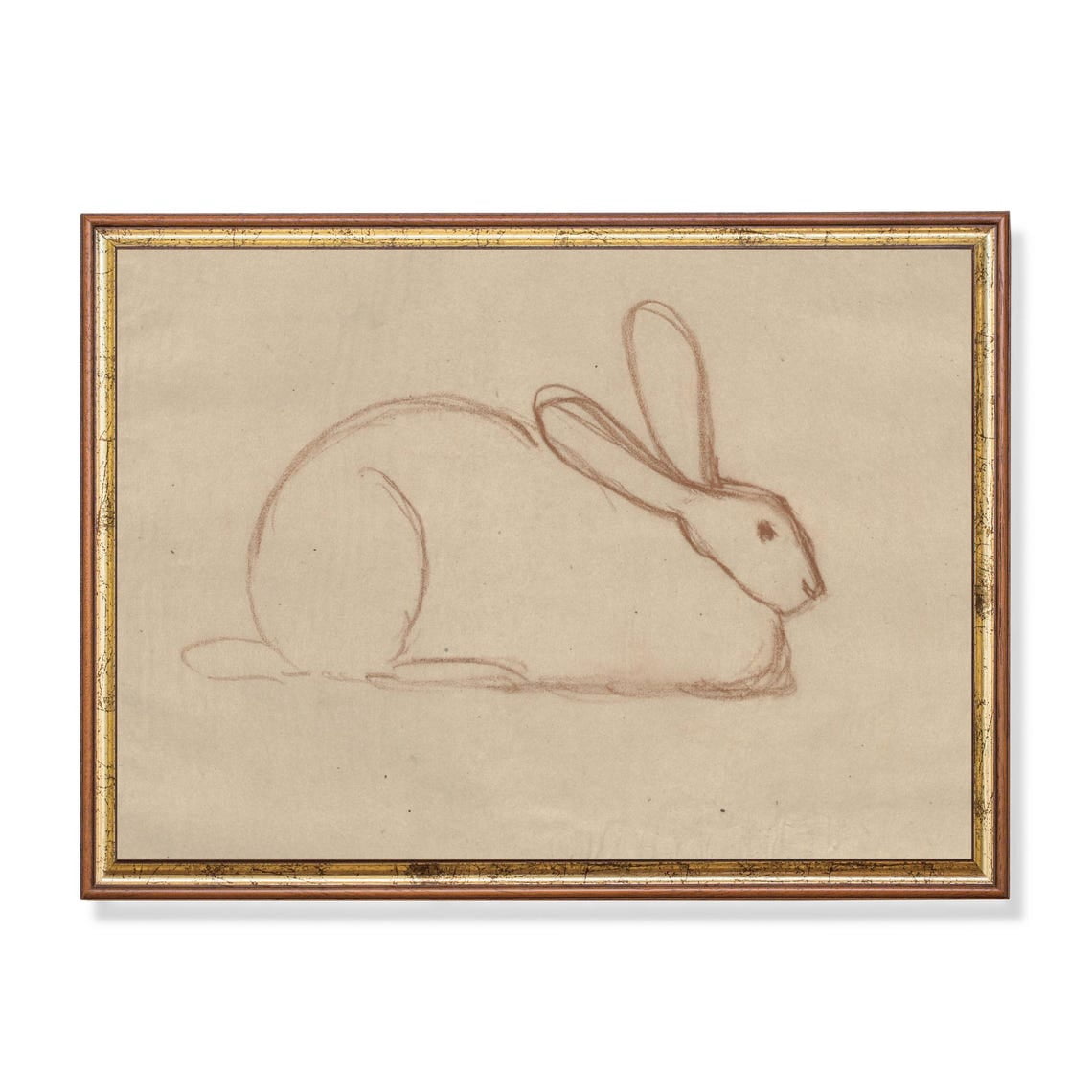 Vintage Rabbit Sketch Antique Animal Drawing Wall Art Print, Nature ...