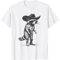 thumbnail image 1 of Vintage Raccoon Cowboy Cowgirl Trash Panda Western Country T-Shirt Tops Tee, 1 of 4