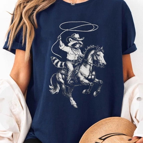 Vintage Raccoon Cowboy Western Country T-Shirt Unisex, Sizes S-5XL, Tbun