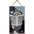 thumbnail image 1 of Vintage Raccoon Reading News Wooden Sign, Raccoon Lover Gift, Funny Toilets Wall Sign Animal Hanging Wall Sign for Home Office Bar Cafe Wall Art Decor 6x12 inches, 1 of 7