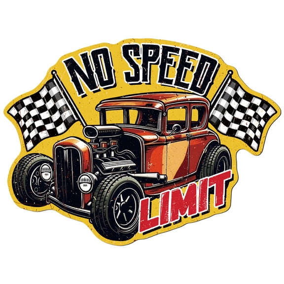 Vintage Race Car Metal Tin Sign 14.8x11 Inch Funny Retro Garage Man Cave Club Tin Sign NO SPEED LIMIT Race Car Room Wall Art Poster Plaque Decor