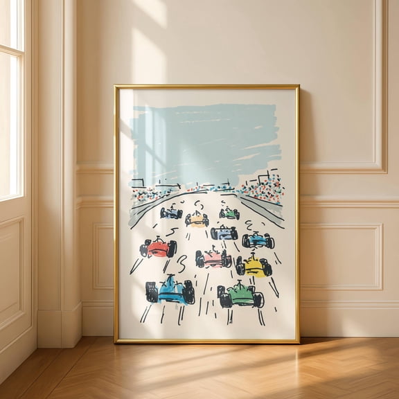 Vintage Race Car Nursery Wall Art, Retro Formula One Poster, Minimalist Kids Room Decor, Boys Room Print , Poster Print Only