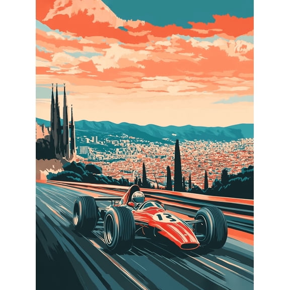 Vintage Racing Car Canvas Art Print Suitable for Living Room Bedroom Office Garage and Man Cave Decoration.