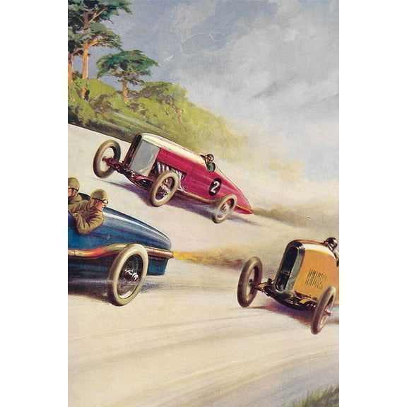 Vintage Racing Cars Sport Cars Race Car Model Picture Wall Decor - 12x18 Inch Laminated Poster - Stunning Detail and Bold Colors