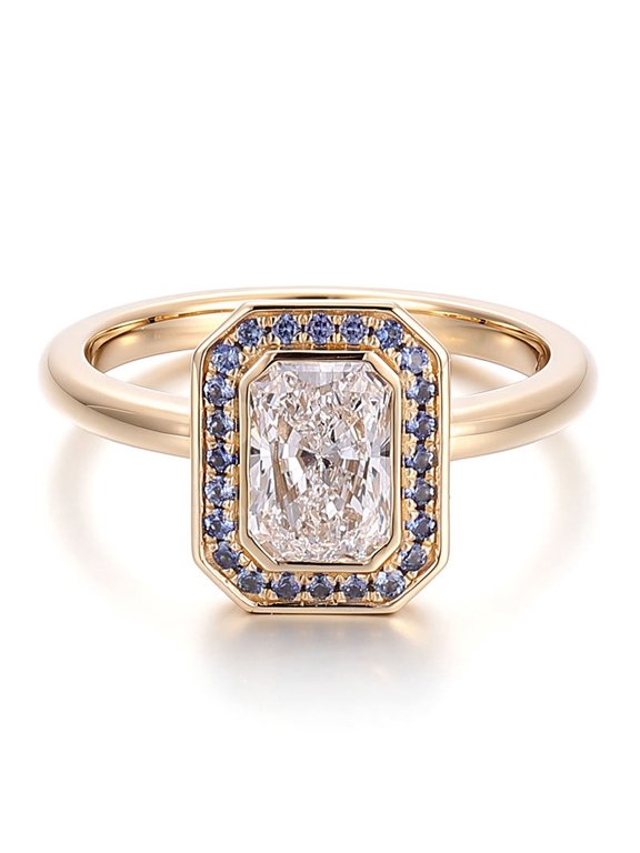 Vintage Radiant Cut 1.5CT IGI Certified Lab Grown Diamond Halo Ring for Women 925 Sterling Silver Yellow Plated Jewelry
