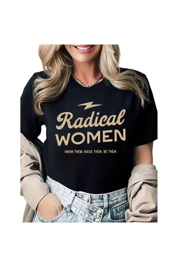 Vintage Radical Women Feminist Lover Gift Graphic Tees Womans T shirt Black White S-5XL Tops