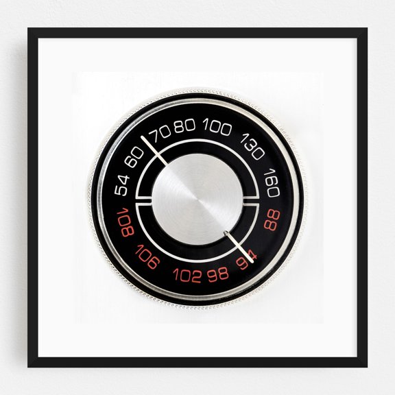 Vintage Radio Dial 2 - Photography Vintage Mid-Century Modern Retro Industrial Geometric Minimalist Kitchen Decor Black Framed Wall Art Print 20 x 20 inches