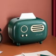 thumbnail image 1 of Vintage Radio Tissue Box Holder, Retro Tissue Dispenser, Plastic Tissue Box Cover, Green Red Pink, Decorative Storage for Living Room Bathroom, 1 of 6