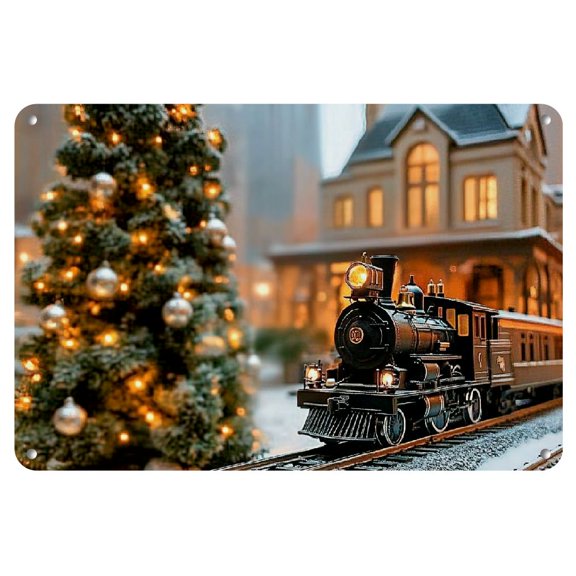 Vintage Railway Express Train Metal Wall Art - Perfect for Christmas, Home & Office Decor, 12x8 inch, Christmas Decor, Perfect for Room Decor