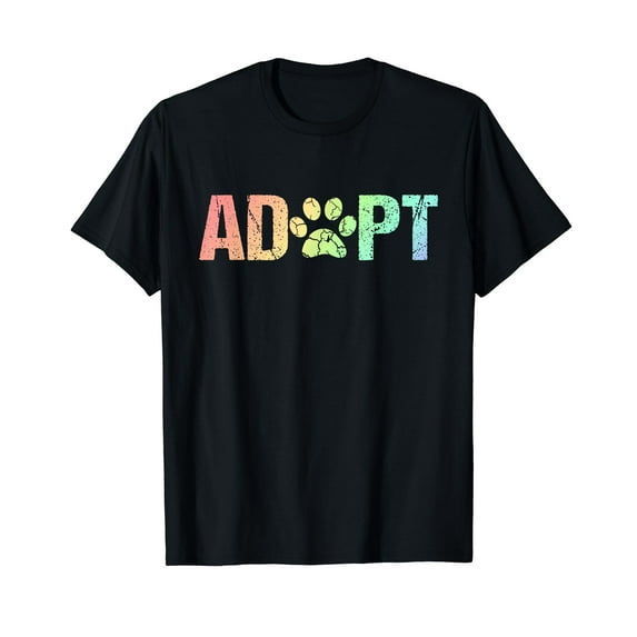 Vintage Rainbow Adopt A Dog Rescue Foster Adoption Month T-Shirt