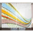 thumbnail image 1 of Ambesonne Vintage Rainbow Curtains 2 Panel Set, Curved Stripes, 108" x 84", Multicolor, 1 of 3