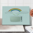 thumbnail image 1 of Vintage Rainbow Cutting Board, Old TV with Raining Clouds on Antennas Broadcast Entertainment Technology, Decorative Tempered Glass Cutting and Serving Board, Large Size, Multicolor, by Ambesonne, 1 of 1