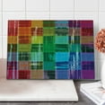 thumbnail image 1 of Vintage Rainbow Cutting Board, Plaid Art Pattern with Abstract Colorful Squares and Paint Smears Design, Decorative Tempered Glass Cutting and Serving Board, Large Size, Multicolor, by Ambesonne, 1 of 5
