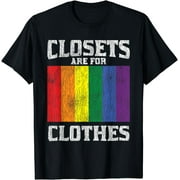 Vintage Rainbow Flag Closets Are For Clothes Pride Gay LGBTQ T-Shirt