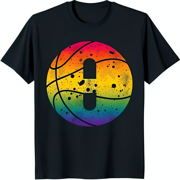 Vintage Rainbow Graphic T-Shirt for Casual Wear Black Tee