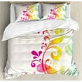 thumbnail image 1 of Vintage Rainbow King Size Duvet Cover Set, Ornamental Flowers and Foliage Pattern Romantic Victorian Swirl Arrangement, Decorative 3 Piece Bedding Set with 2 Pillow Shams, Multicolor, by Ambesonne, 1 of 3