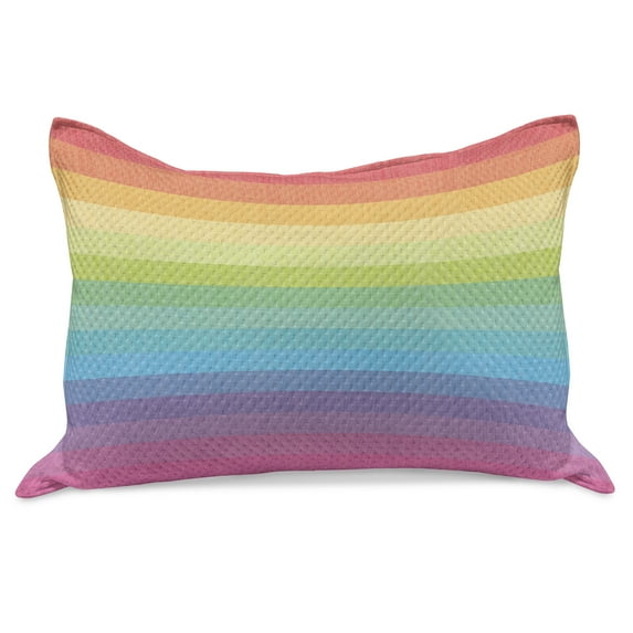 Vintage Rainbow Knitted Quilt Pillowcover, Abstract Lines Colors Grunge Old Fashioned Stripes Graphic, Standard King Size Pillow Cover for Bedroom, 36" x 20", Multicolor, by Ambesonne