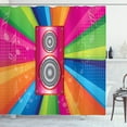 thumbnail image 1 of Vintage Rainbow Shower Curtain, Discotheque Pop Party of the 60s 70s Theme Musical Notes and Pink Stereo, Fabric Bathroom Set with Hooks, 69W X 84L Inches Extra Long, Multicolor, by Ambesonne, 1 of 3