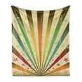 thumbnail image 1 of Vintage Rainbow Soft Flannel Fleece Blanket, Worn out Effect with Colorful Stripe and Stars Retro Carnival Theme Pattern, Cozy Plush for Indoor and Outdoor Use, 60" x 80", Multicolor, by Ambesonne, 1 of 6