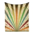 thumbnail image 1 of Vintage Rainbow Soft Flannel Fleece Blanket, Worn out Effect with Colorful Stripe and Stars Retro Carnival Theme Pattern, Cozy Plush for Indoor and Outdoor Use, 70" x 90", Multicolor, by Ambesonne, 1 of 6