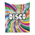thumbnail image 1 of Vintage Rainbow Soft Flannel Fleece Throw Blanket, Eighties Style Disco Advertisement with Swirled Spiral Colorful Stripes, Cozy Plush for Indoor and Outdoor Use, 70" x 90", Multicolor, by Ambesonne, 1 of 5
